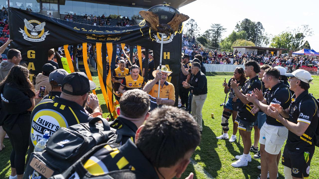 Gatton run out to face Highfields in TRL Women grand final rugby league at Toowoomba Sports Ground, Saturday, September 14, 2024. Picture: Kevin Farmer