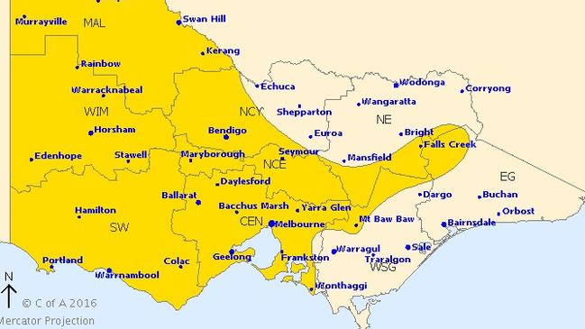 The Bureau of Meteorology issued a severe weather warning for the state on Wednesday. Picture: Bureau of Meteorology.