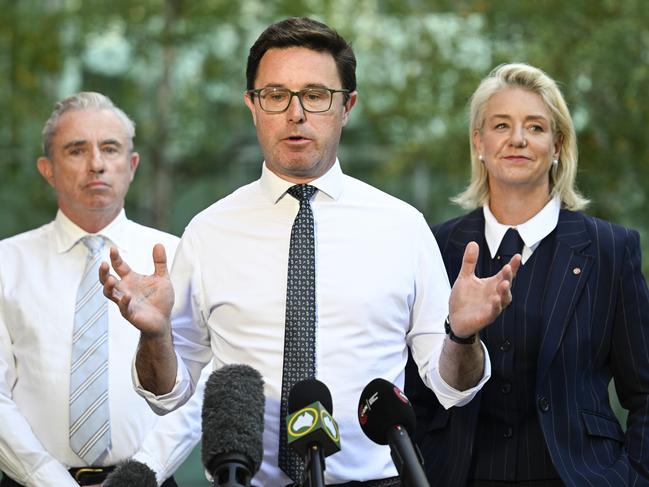 Leader of The Nationals, David Littleproud, said PM Anthony Albanese ‘perpetrated a lie around a $600 billion cost’ of nuclear plan. Picture: NewsWire / Martin Ollman