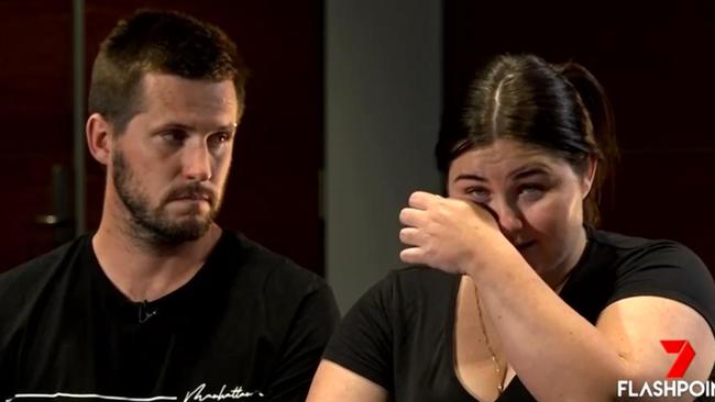 Ellie Smith and Jake Gliddon when they spoke to Channel 7's Flashpoint while their daughter was still missing. Picture: Channel 7