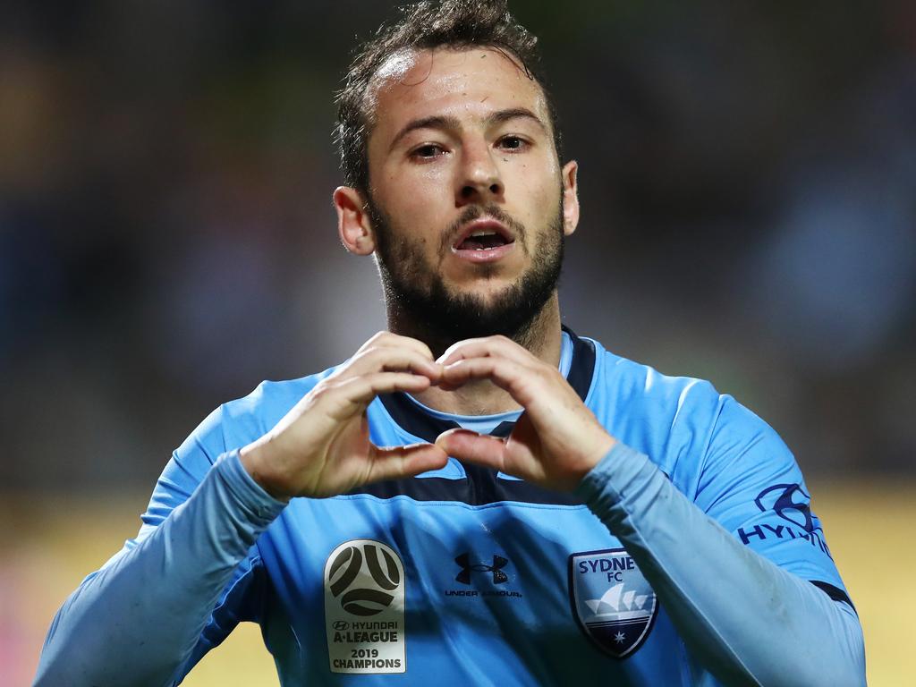 MELBOURNE, AUSTRALIA – NOVEMBER 10: Bruno Fornaroli of Melbourne City  celebrates his first goal of the match during the 6th round of the Hyundai  A-League between Melbourne City and the Newcastle Jets