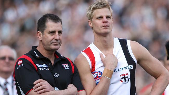 Ross Lyon and captain Nick Riewoldt following the 2010 AFL Grand Final.