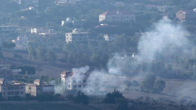 Smoke billows from an area targeted by an Israeli airstrike on the southern Lebanese village of Khiam. Picture: AFP