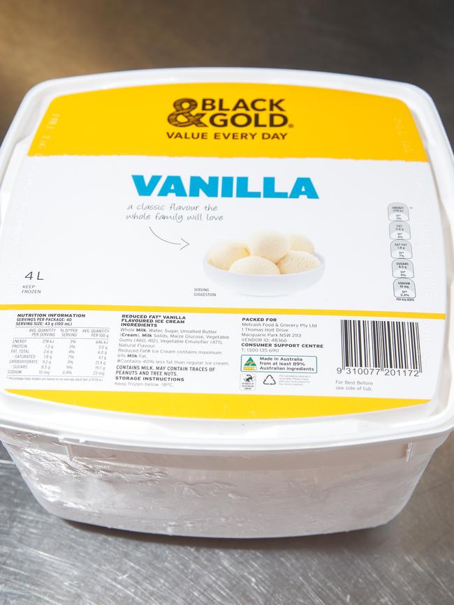 1/2/19 Source SA Cover The vanilla ice-creams - our panel tastes all the supermarket tubs. Black and Gold.  Picture MATT TURNER.