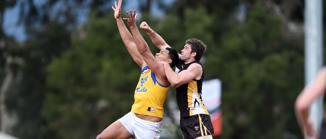 Piva Wright in a marking contest for Noble Park against Balwyn.