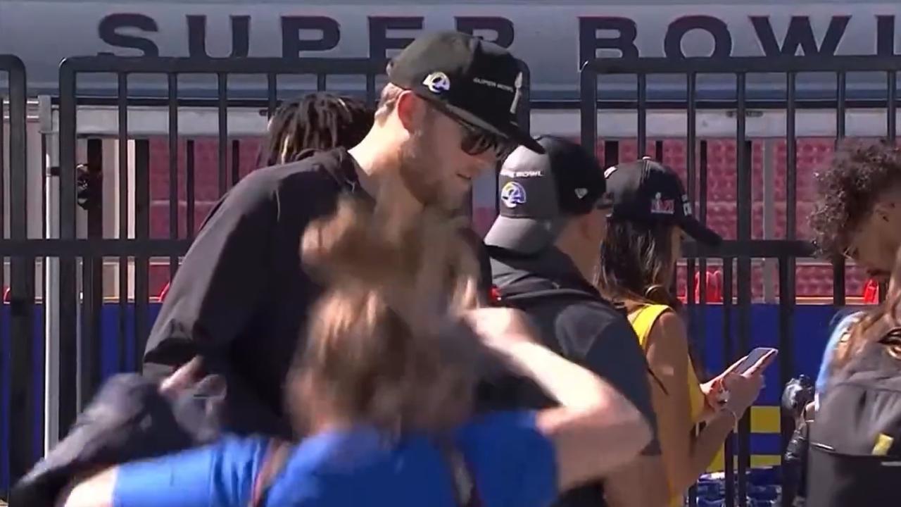 Moment Rams QB Matthew Stafford turns his back on photographer who fell of  rally stage