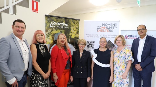 Adam McWhinney (Temple &amp; Webster), Jo Lang (Evolve Housing), Annabelle Daniel (Women's Community Shelters), NSW Governor Margaret Beazley, Tania Smith and Jane Cummins from Parramatta Women's Shelter and Jitender Belani from Evolve Housing.