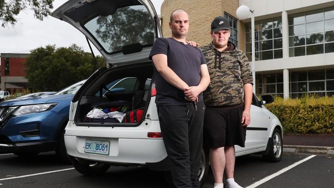 Brothers Jade and Brad Devine have been living in their car. Picture: Nikki Davis-Jones