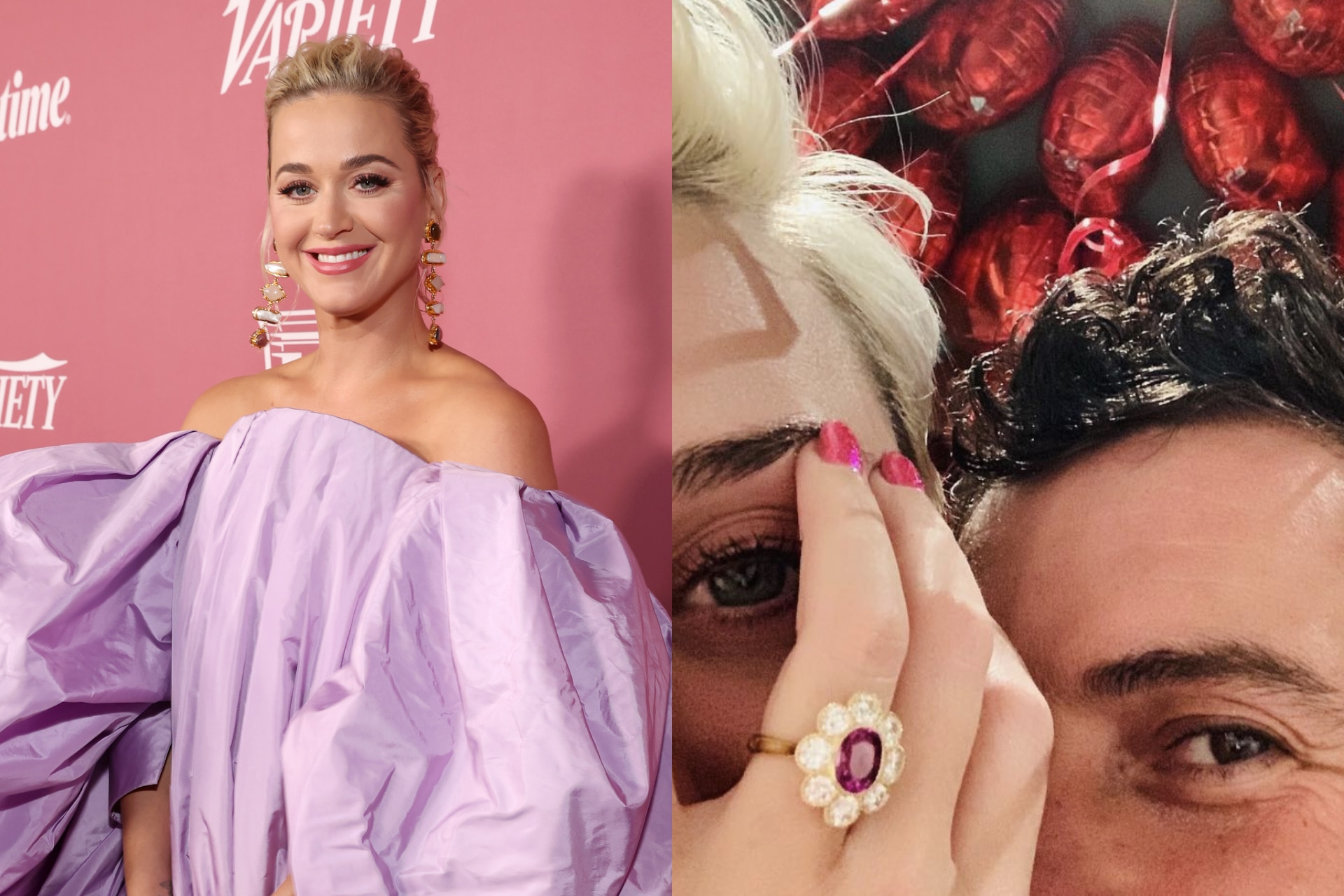 <h3><b>Katy Perry</b></h3><p>Katy Perry&rsquo;s floral engagement ring is as sweet as they come, a white diamond flower with an oval-cut, ruby centre.</p>