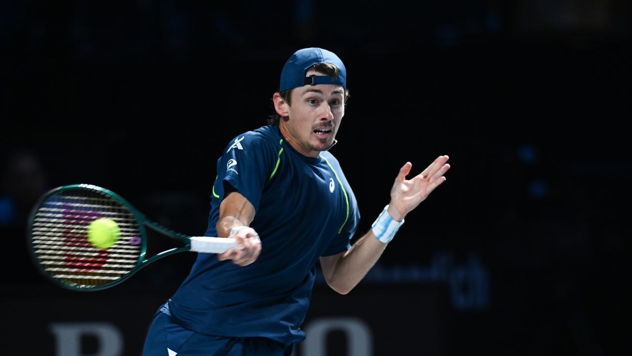 Alex de Minaur is firming to play at the ATP Tour Finals in Turin and could be parachuted into Australia’s Davis Cup finals squad. Picture: Thomas Kronsteiner / Getty Images