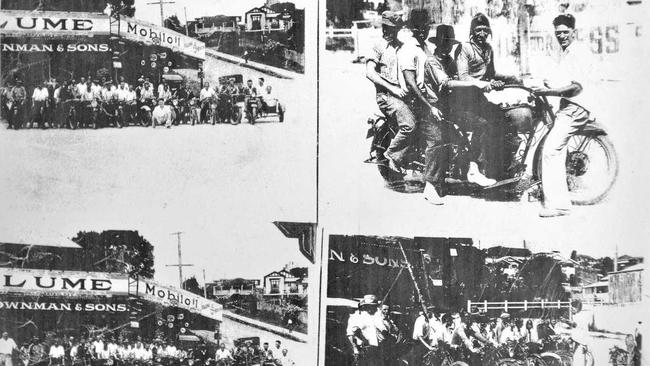 EARLY DAYS: Some historical photos of the Five Ways as it was in the 1920s with some unknown motorcyclists and their riders, taken during that era. Picture: Renee Albrecht