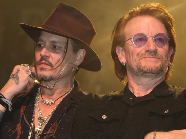 Johnny Depp with Bono in Dublin earlier this year. Picture: Splash News