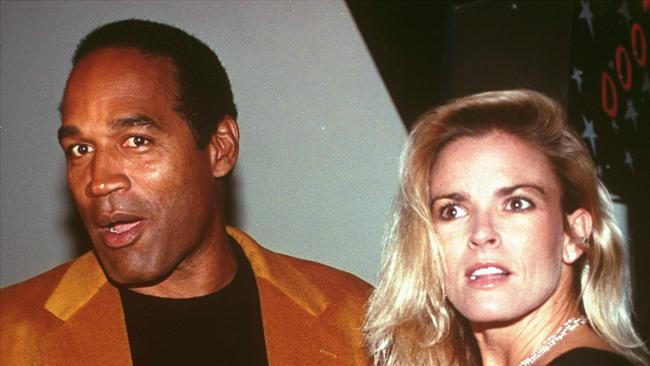 OJ Simpson and his wife, Nicole Brown Simpson, celebrate the opening of the Harley-Davidson Cafe in 1993. Picture: Paul Hurschmann.