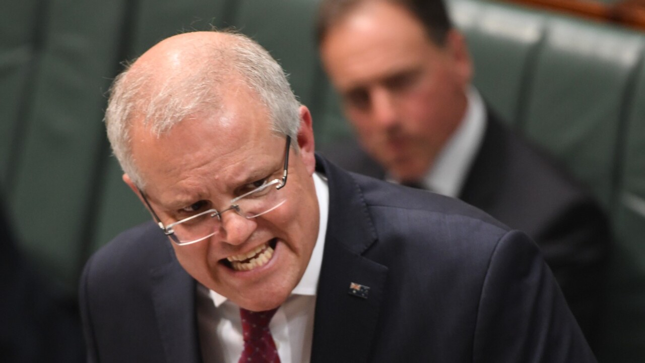 Heckler confronts Scott Morrison at private event