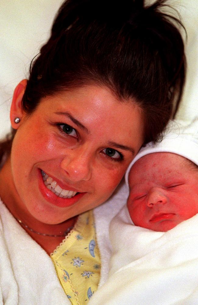 Millennium baby Jordan Andreas Doelling with his proud mum Monica Doelling after his birth. Picture: Supplied