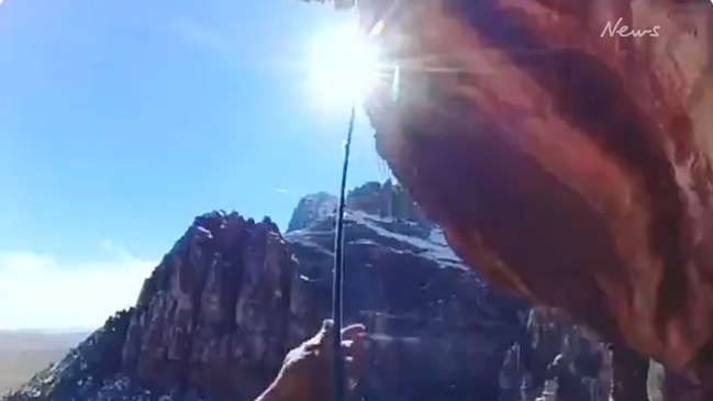 The moment Jared Leto's rock climbing rope nearly snapped