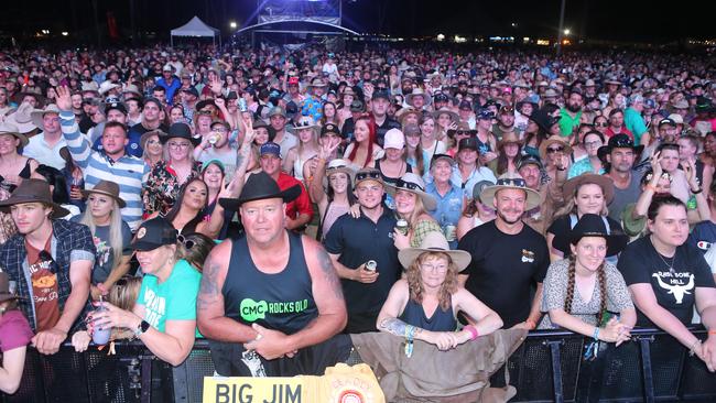 A sea of happy country music fans at CMC Rocks QLD festival, held at Willowbank Raceway in September 2022. The 2023 edition, headlined by Morgan Wallen, sold all 23,000 tickets on its first day of sale. Picture: Richard Gosling