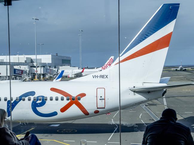 SYDNEY, AUSTRALIA. NewsWire Photos.July 30, 2024.Generics of Rex airlines at Sydney domestic airport. The Australian airline is forced into a trading halt amid questions about the airlineÃs future.Picture: NewsWire / Jeremy Piper