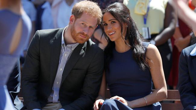 Back to scholol.... Prince Harry and Meghan at Macarthur Girls school. Picture: Getty