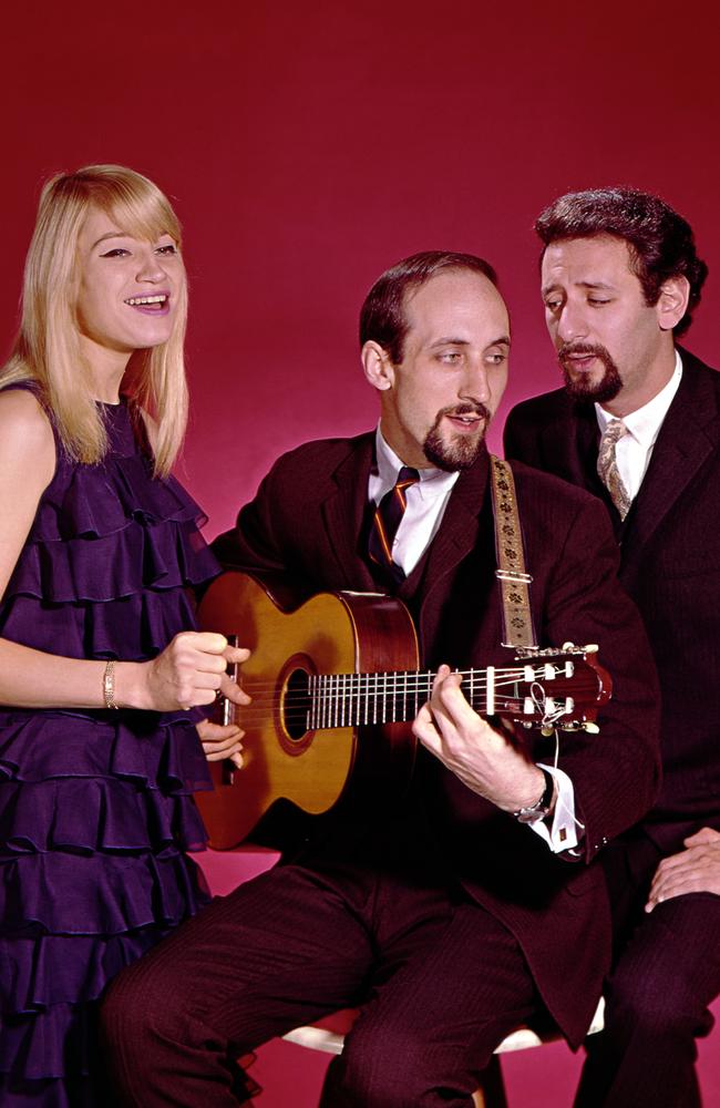 Mary Travers, Paul Stookey and Yarrow formed Peter, Paul &amp; Mary and were one of the most famous folk groups of all time. Picture: Michael Ochs Archives/Getty Images