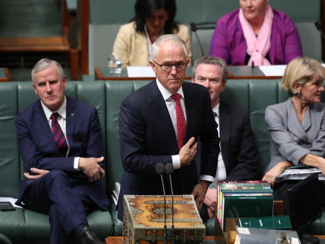 PM Malcolm Turnbull in Question Time yesterday. Picture Kym Smith