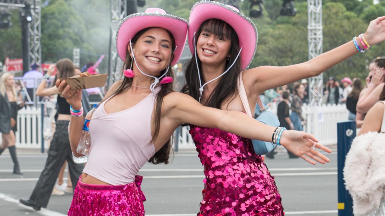 Maria Watson 18 and Lara Eales 18 arrive for the second of four Taylor Swift The Eras Tour concerts at ACCOR Stadium in Sydney,: Picture: NCA NewsWire / Flavio Brancaleone