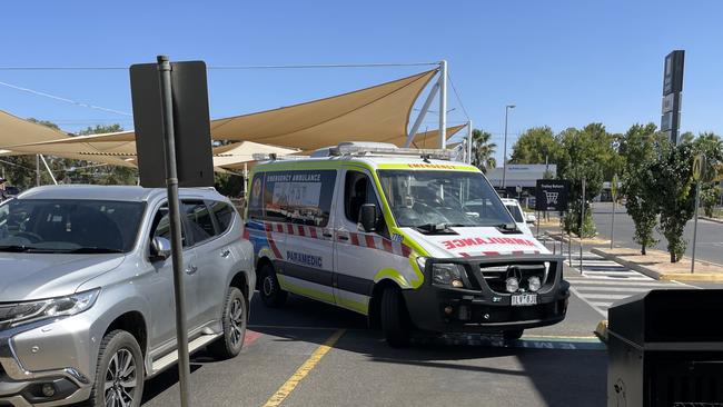 An ambulance arrived on the scene where two kids were left in the car while Mum shopped at Mildura Central