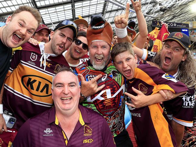 The boys from Brisbane get ready for the NRL Grand Final at Accor Stadium, Sydney Olympic Park. Pics Adam Head