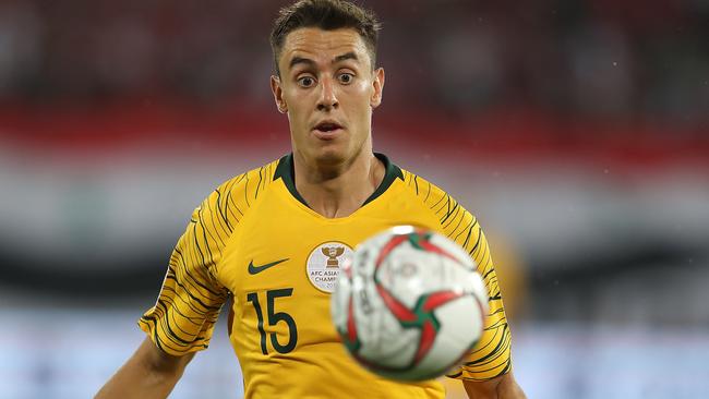 AL AIN, UNITED ARAB EMIRATES - JANUARY 15:  Chris Ikonomidis of Australia during the AFC Asian Cup Group B match between Australia and Syria at Khalifa Bin Zayed Stadium on January 15, 2019 in Al Ain, United Arab Emirates. (Photo by Francois Nel/Getty Images)