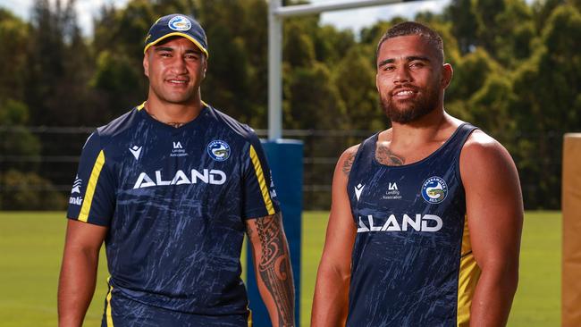 Eels players Marata Niukore and Isaiah Papali'i. Picture: Justin Lloyd