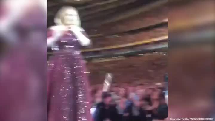 Adele chats with fans at a recent concert