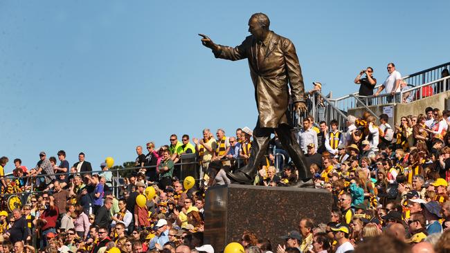 The famous statue of legendary Hawks coach John Kennedy at Waverley Park.