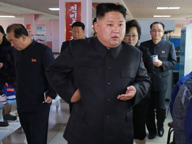 Kim appeared to be sweating as he inspected the Pyongyang Cosmetics Factory a few weeks ago. Picture: KCNA