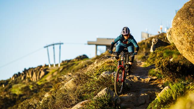 Mountain biking on the downhill trails in Thredbo. Picture: Destination NSW