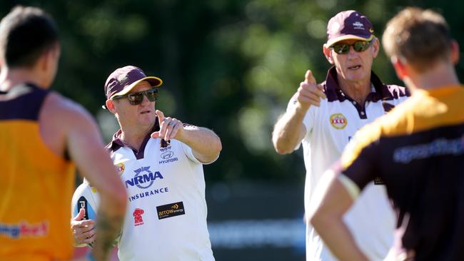 Kevin Walters and Wayne Bennett at Brisbane Broncos training back in 2015. Picture: Darren England