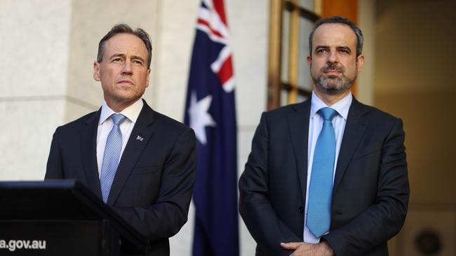 Health Minister Greg Hunt, left, and AMA president Dr Omar Khorshid. Picture: NCA NewsWire / Gary Ramage