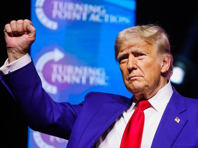 Republican presidential nominee former President Donald Trump speaks during Turning Point's United for Change rally at the Thomas & Mack Center on Thursday, Oct. 24, 2024, in Las Vegas. (Madeline Carter/Las Vegas Review-Journal/Tribune News Service via Getty Images)