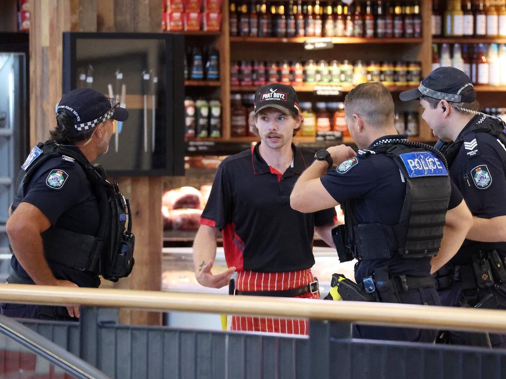 Police presence at Yamanto Central shopping centre. Picture: Liam Kidston