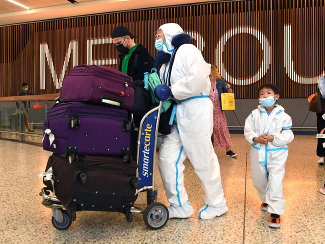 The fully-vaccinated traveller arrived at Melbourne airport from the Netherlands via Abu Dhabi on December 3. Picture: William West/AFP