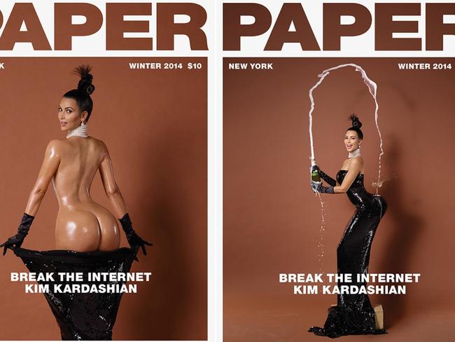 Kim Kardashian’s twin Paper covers from 2014.