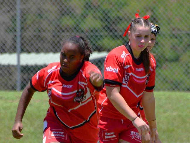 Wide Bay Bulls under-17 girls team in action.