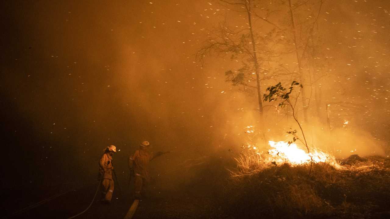 Queensland Fire and Emergency Services capture scenes from the Pechey bushfire. Picture: QFES