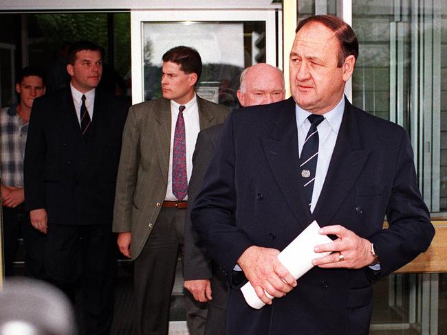 Chief investigator and former AFP Commander Ric Ninness leaving the ACT Supreme Court in 1995 after David Eastman was convicted of murdering top cop Colin Winchester. Mr Eastman was acquitted at his 2018 retrial. Picture: Ray Strange 