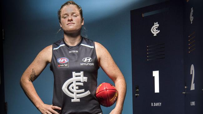 Eliza Sewell likes Carlton’s dynamic AFLW captain Brianna Davey for the league’s best and fairest in 2018. Picture: Jason Edwards