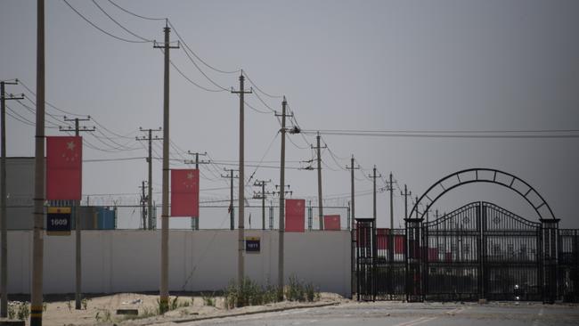 The entrance to a facility believed to be a re-education camp where mostly Muslim ethnic minorities are detained, on the outskirts of Hotan in China's northwestern Xinjiang region. Picture: AFP