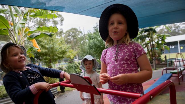 SDN Batemans Bay students Ellie, 4, left, with Sophia, 4. Picture: Nathan Schmidt