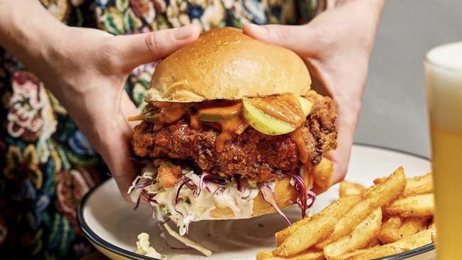 Fried chicken burger from CAROclub. Picture: Supplied