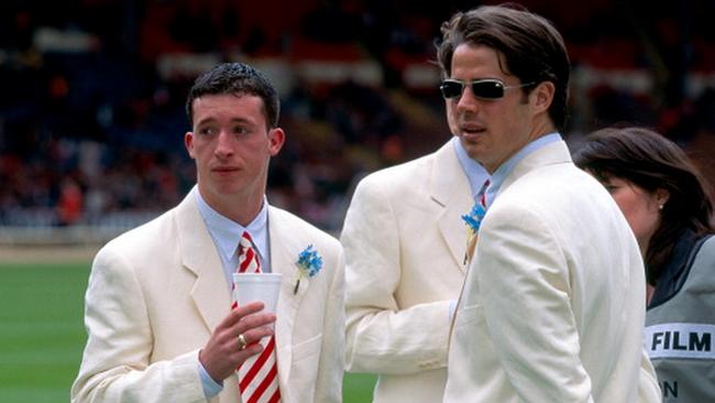 Liverpool stars Robbie Fowler (left) and Jamie Redknapp (right) at Wembley ahead of the 1996 FA Cup final.