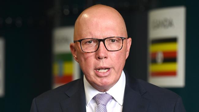 Opposition Leader Peter Dutton is vowing strong action on insurers if they do not bring down premiums. Picture: NewsWire / John Gass