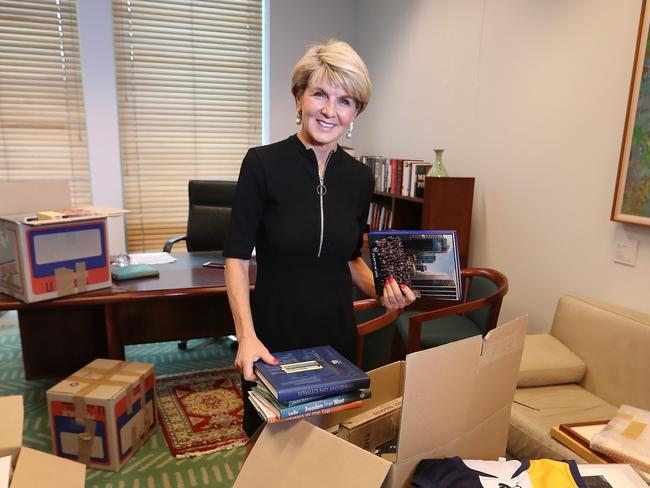 Julie Bishop packing up her office in Canberra. Picture: Kym Smith